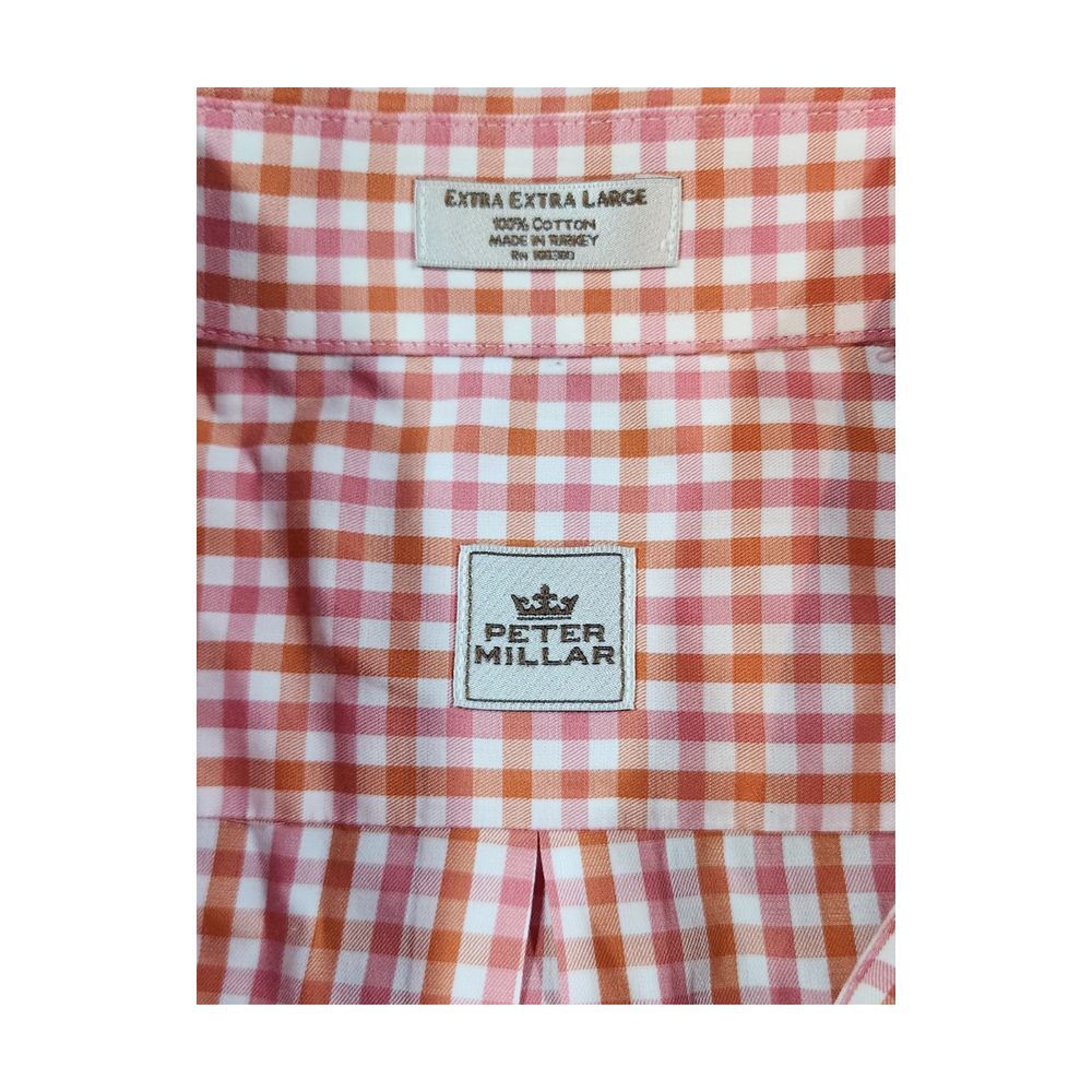 Peter Millar Orange Gingham Plaid Button Down Long Sleeve Men's Shirt Size‎ 2XL - Picture 4 of 6